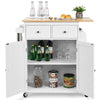 Kitchen Island Rolling Storage Cabinet Trolley Cart Adjustable Shelves 2 Drawers
