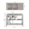 Catering Sink Stainless Steel Bowls Commercial Kitchen Right/Left Hand Drainer