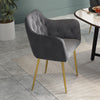 Set of 2/4 Grey Modern Velvet Kitchen Dining Chairs Soft Padded Seat Metal Legs