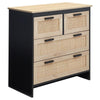Large Rattan Chest of 4 Drawers Cabinet Storage Sideboard in Bedroom Living Room