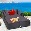 Rattan Garden Daybed Furniture Set Patio Sun Bed 2 Seater Lounger with Cushions