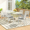 7Pcs Aluminium Bistro Set Garden Furniture Dining Table&6 Chairs With Cushions