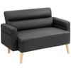 Small 2 Seater Sofa, Faux Leather Loveseat Couch for Living Room, Bedroom