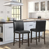 2Pcs Upholstered Bar Stools PVC Leather Armless Counter Height Chair Set Black