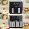 UK Double Basket Air Fryer 1700W Large Digital 9 Litre Dual with Timer Non-Stick