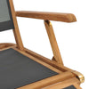 Solid Teak Wood Deck Chair with Footrest Black Outdoor Sun Lounger