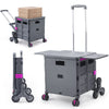 Folding Shopping Trolley Box 55L Camping Picnic Boot Cart Storage Stair Climbing