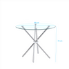 Round Glass Home Kitchen Dining Table 90cm top with Stainless Steel Metal Legs