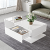 LED Wooden Glass Coffee Table with Drawer Storage for Living Room, White