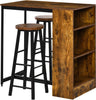 Rustic Brown Industrial Bar Table Set with 2 Stools & Storage Shelf 3-Piece