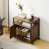 Brown Office Filing Cabinet Mobile Printer Stand File Storage Drawer Wheels