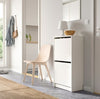 BISSA Shoe Cabinet White 49x28x93cm | 2 Compartment Storage Organizer Unit
