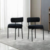 Set of 4 Modern Dining Chair Upholstered Soft Kitchen Chairs Teddy Fleece Black