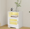 Bedside Table RGB LED 4 Tier Storage Cabinet Nightstand with Charging Station