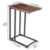 Metal Sofa End Table Side Tables Coffee Snack Table w/Wooden Top for Living Room