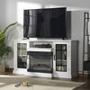 White Cabinet Entertainment Unit Living Room with 3 LED Flame Electric Fireplace