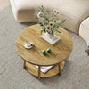 Round Coffee Table, 2-Tier Wooden Center Table with Storage for Living Room 31.5