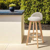 2pcs Breakfast Bar Stools Low Back Linen Padded High Chair Wooden Legs Barstool