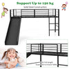 96CM Kids Low Loft Bed Frame Single Size Steel Bed Mid Sleeper w/Ladder & Slide