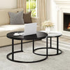 Modern Nesting Coffee Table Set of 2 - Black Round Wood for Living Room