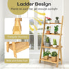 4-Tier Ladder Shelf Bamboo Bookshelf Bookcase Storage Organizer Plant Stand