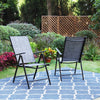 Patio Chairs Set of 2 Folding Outdoor Chairs Sling Dinning Adjustable Chair Grey