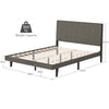 Upholstered Bed Frame with Channel Tufted Headboard-Grey
