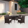 Square Round Rattan Coffee Table with 2/4 Chairs Set Bistro Outdoor Garden Patio