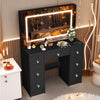 Crystal handle Dressing Table with 7Drawers Makeup Desk Vanity Table LED Mirrow