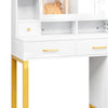 Dressing Table & Stool Set with LED Mirror, Drawers, Power Outlet, Bedroom