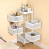 Mobile Metal Kitchen Rotating Storage Trolley Cart Utility Vegetable Shelf Rack