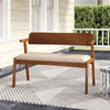 2-Seat Rubber Wood Bench with Soft Padded Seat-Walnut