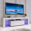 130CM Width White Modern TV Stand Matt Cabinet Unit High Gloss Door LED Light