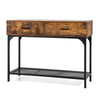2 Tier Industrial Long Console Table Entryway Narrow Sofa Side Table 2 Drawers