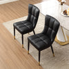2x Luxury Faux Leather Kitchen Dining Chairs Accent Chairs with Metal Legs Black