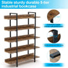 5-Tier Bookshelf, Industrial Standing Shelf Unit, Ladder Shelf for Living Room