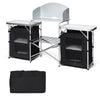 2-Tier Folding Camping Table Portable Kitchen Cook Station Aluminum Grill Table
