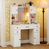 Makeup Vanity Desk Dressing Table w/Charging Station& Mirror-White