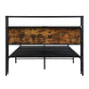Double Metal Bed Frame with LED, Charging Station, Storage Headboard and Drawers