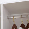 Mobile Open Wardrobe Storage Shelves w/6 Wheels Clothes Hanging Rail White