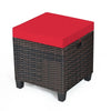 Set of 2 Outdoor Rattan Footstool Wicker Ottoman Chair Seat w/ Padded Cushions