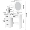 Vanity Table With Mirror Led Lights Bedroom Makeup Dressing Desk 4 Drawer Woman