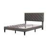 4ft6 Double Bed Frame Upholstered Platform Bed with Adjustable Headboard Grey