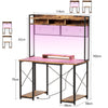Flamaker 120cm LED Gaming Desk Office Desk Workstation With Storage Shelves