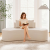 Floor Sofa Bed Curved Upholstered Lazy Couch Low Back Reading Gaming Beige Seat