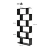 6-Tier Bookcase Freestanding S-Shaped Bookshelf Multifunctional Display Rack