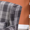 High Back Wing Back Chair Tweed Tartan Checked Grey Fireside Armchair