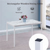 4x White Faux Leather Stripe Dining Chairs&White Marble MDF Top Dining Table Set