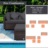 4 PCS Patio Rattan Conversation Set Sofa Ottoman Set Metal Frame w/Coffee Table