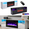70" Fireplace TV Stand Electric Heater Insert Modern Console Cabinet w/Backlight